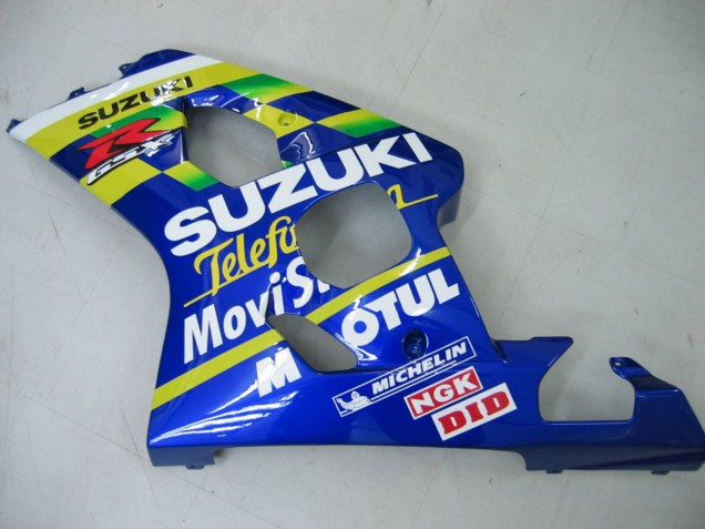 2004-2005 Suzuki GSXR 600 / GSXR 750 Motorcycle Fairings - Blue White Yellow Green Telefonica Motul MoviStar Australia
