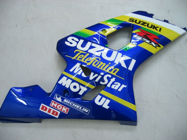 2004-2005 Suzuki GSXR 600 / GSXR 750 Motorcycle Fairings - Blue White Yellow Green Telefonica Motul MoviStar Australia