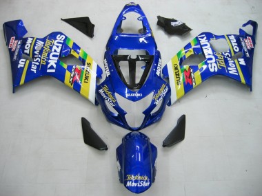 2004-2005 Suzuki GSXR 600 / GSXR 750 Motorcycle Fairings - Blue White Yellow Green Telefonica Motul MoviStar Australia