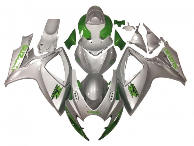 2006-2007 Suzuki GSXR 600 / GSXR 750 Motorcycle Fairings - Silver Green Australia