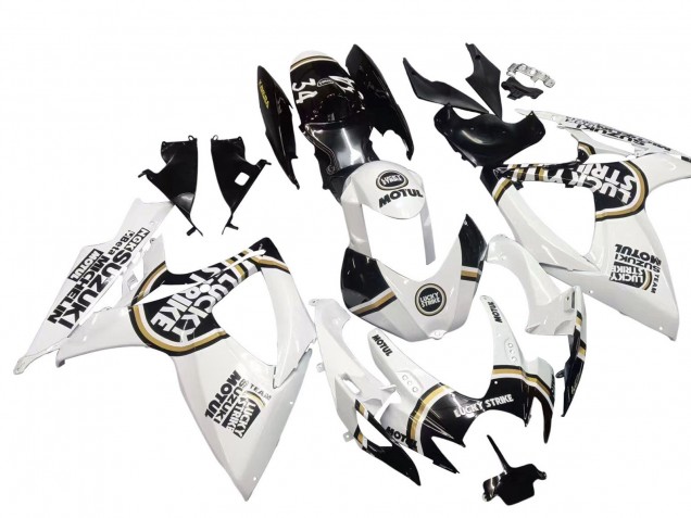 2006-2007 Suzuki GSXR 600 / GSXR 750 Motorcycle Fairings - White Black Lucky Strike Motul Australia