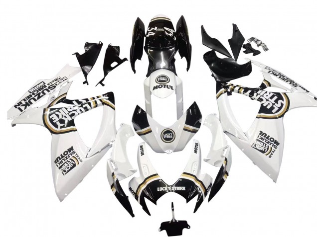 2006-2007 Suzuki GSXR 600 / GSXR 750 Motorcycle Fairings - White Black Lucky Strike Motul Australia