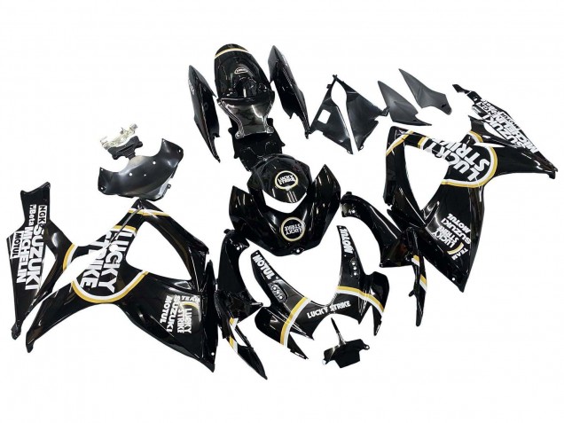 2006-2007 Suzuki GSXR 600 / GSXR 750 Motorcycle Fairings - Glossy Black White Motul Lucky Strike Australia