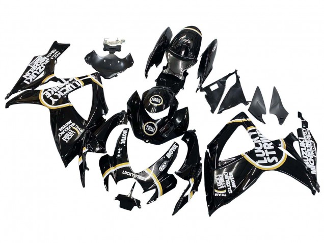 2006-2007 Suzuki GSXR 600 / GSXR 750 Motorcycle Fairings - Glossy Black White Motul Lucky Strike Australia