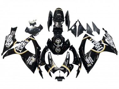 2006-2007 Suzuki GSXR 600 / GSXR 750 Motorcycle Fairings - Glossy Black White Motul Lucky Strike Australia