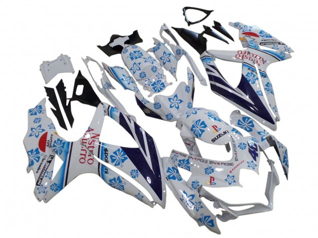 2006-2007 Suzuki GSXR 600 / GSXR 750 Motorcycle Fairings - White Blue Black Red Nastro Azzurro Australia