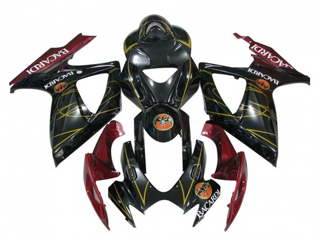 2006-2007 Suzuki GSXR 600 / GSXR 750 Motorcycle Fairings - Glossy Black Red Gold Australia