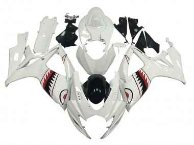 2006-2007 Suzuki GSXR 600 / GSXR 750 Motorcycle Fairings - White Red Black Shark Australia