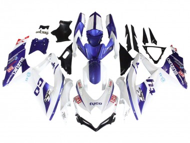 2008-2010 Suzuki GSXR 600 / GSXR 750 Motorcycle Fairings - White Blue Black Tyco Australia
