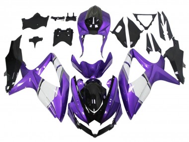 2008-2010 Suzuki GSXR 600 / GSXR 750 Motorcycle Fairings - Purple White Glossy Black Australia