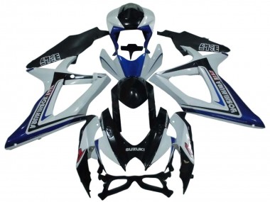 2008-2010 Suzuki GSXR 600 / GSXR 750 Motorcycle Fairings - White Blue Glossy Black Alstare Australia