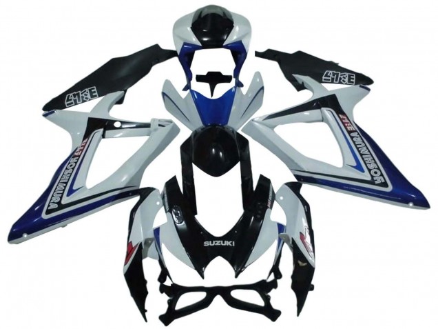 2008-2010 Suzuki GSXR 600 / GSXR 750 Motorcycle Fairings - White Blue Glossy Black Alstare Australia