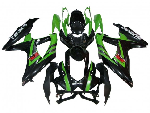 2008-2010 Suzuki GSXR 600 / GSXR 750 Motorcycle Fairings - Green Glossy Black Australia