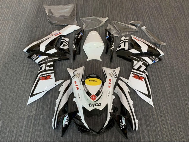2008-2010 Suzuki GSXR 600 / GSXR 750 Motorcycle Fairings - White Yellow Black Tyco Australia