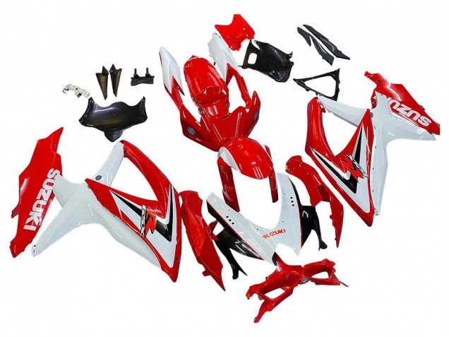 2008-2010 Suzuki GSXR 600 / GSXR 750 Motorcycle Fairings - White Red Black Australia