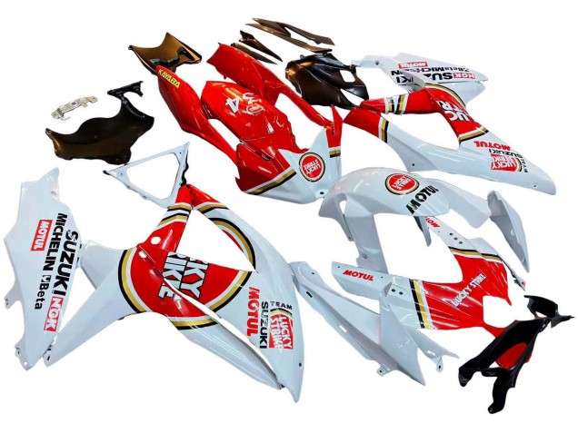 2008-2010 Suzuki GSXR 600 / GSXR 750 Motorcycle Fairings - White Red Motul Lucky Strike Australia