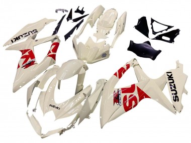 2008-2010 Suzuki GSXR 600 / GSXR 750 Motorcycle Fairings - Cream White Red Black Australia