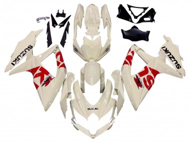 2008-2010 Suzuki GSXR 600 / GSXR 750 Motorcycle Fairings - Cream White Red Black Australia