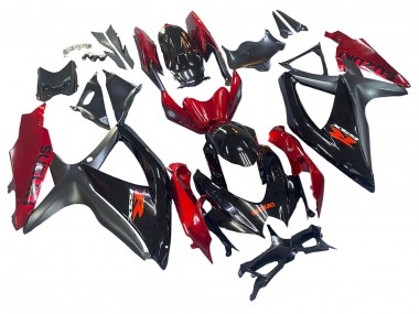 2008-2010 Suzuki GSXR 600 / GSXR 750 Motorcycle Fairing - Red Glossy Black Australia