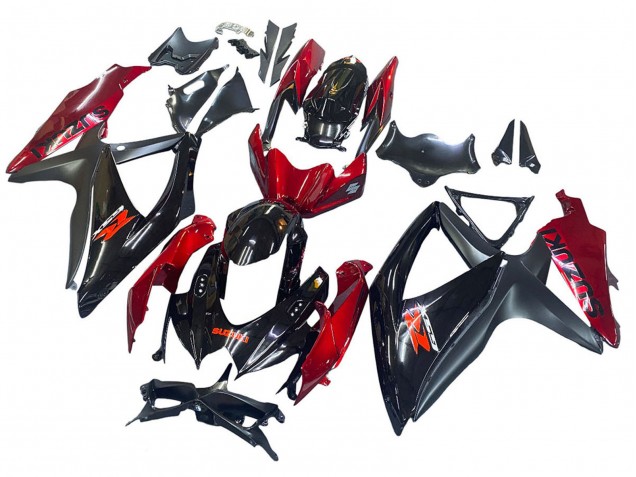 2008-2010 Suzuki GSXR 600 / GSXR 750 Motorcycle Fairing - Red Glossy Black Australia