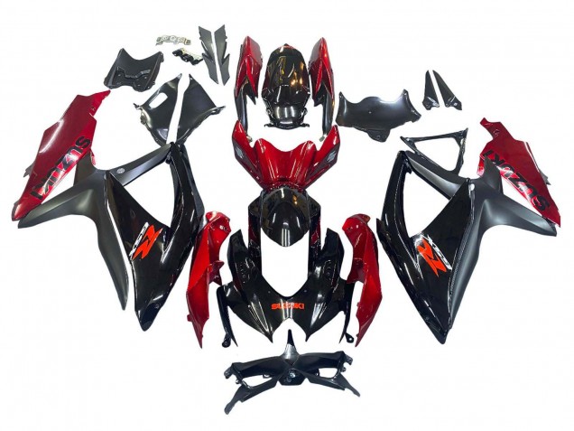 2008-2010 Suzuki GSXR 600 / GSXR 750 Motorcycle Fairing - Red Glossy Black Australia