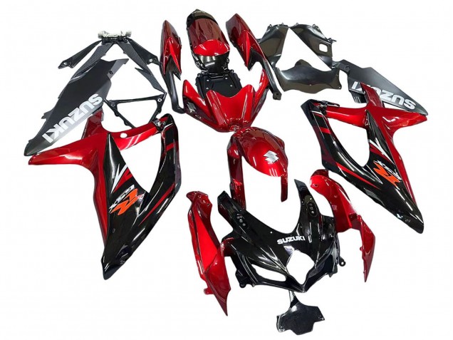 2008-2010 Suzuki GSXR 600 / GSXR 750 Motorcycle Fairings - Red Glossy Black Australia