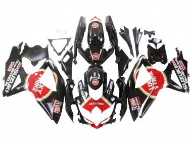 2008-2010 Suzuki GSXR 600 / GSXR 750 Motorcycle Fairings - Glossy Black Red White Motul Lucky Strike Australia