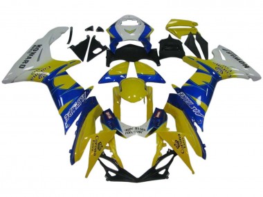 2011-2024 Suzuki GSXR 600 / GSXR 750 Motorcycle Fairings - White Yellow Blue Alstare Corona Extra Australia