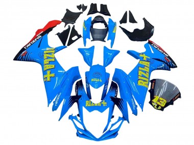 2011-2024 Suzuki GSXR 600 / GSXR 750 Motorcycle Fairings - Blue Gold Red Black Rizla Australia