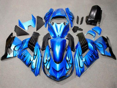2011-2024 Suzuki GSXR 600 / GSXR 750 Motorcycle Fairings - Blue Black Flame Australia