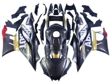 2022-2024 Yamaha YZF R3/R25 Motorcycle Fairings - Black Carbon Fiber Style Gold Red ABBOT Australia