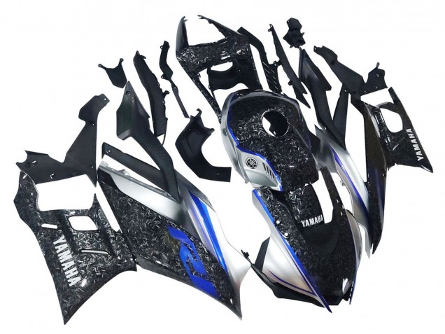 2022-2024 Yamaha YZF R3/R25 Motorcycle Fairings - Marble Black Silver Blue Forged Carbon Fiber Style Australia