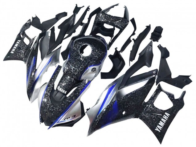 2022-2024 Yamaha YZF R3/R25 Motorcycle Fairings - Marble Black Silver Blue Forged Carbon Fiber Style Australia