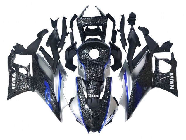 2022-2024 Yamaha YZF R3/R25 Motorcycle Fairings - Marble Black Silver Blue Forged Carbon Fiber Style Australia