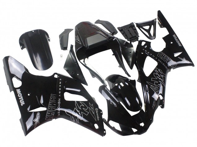 2000-2001 Yamaha YZF 1000 R1 Motorcycle Fairings - Glossy Black White Monster Motul Australia