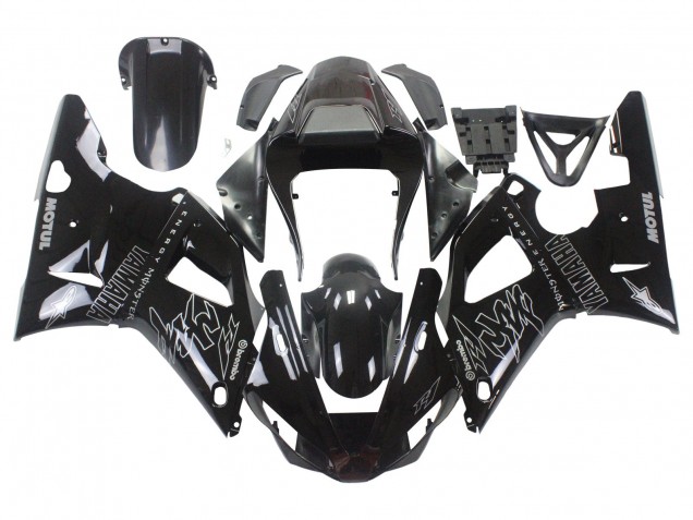 2000-2001 Yamaha YZF 1000 R1 Motorcycle Fairings - Glossy Black White Monster Motul Australia