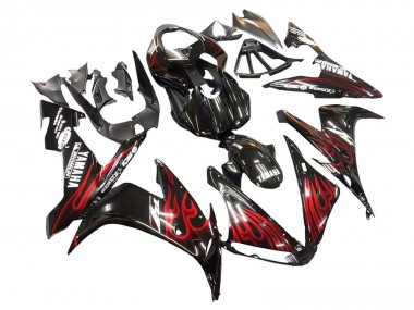 2004-2006 Yamaha YZF 1000 R1 Motorcycle Fairings - Glossy Black Red Flame Australia