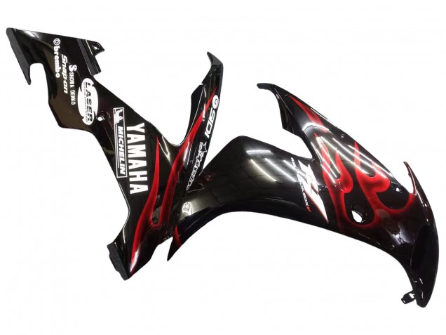 2004-2006 Yamaha YZF 1000 R1 Motorcycle Fairings - Glossy Black Red Flame Australia