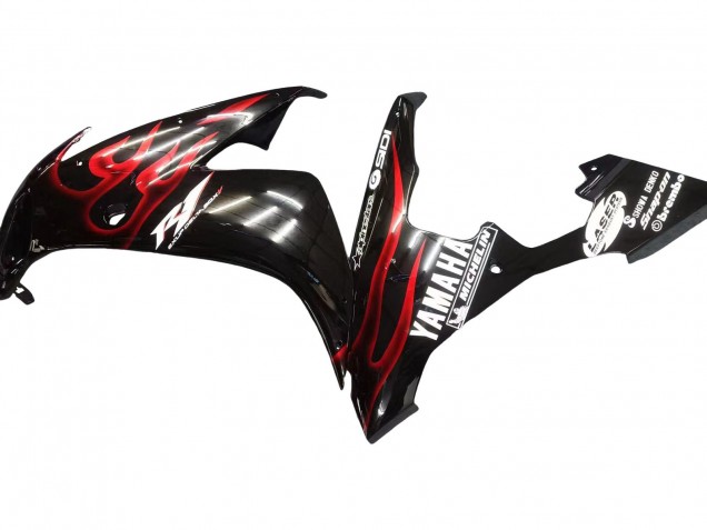 2004-2006 Yamaha YZF 1000 R1 Motorcycle Fairings - Glossy Black Red Flame Australia