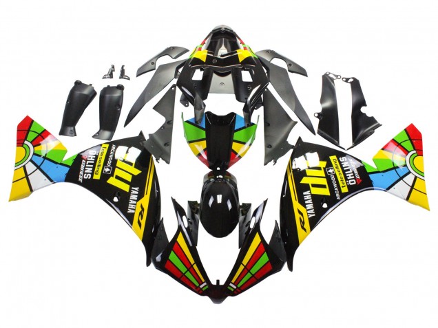 2012-2014 Yamaha YZF 1000 R1 Motorcycle Fairings - Glossy Black Yellow Green Blue Red Color Wheel Australia