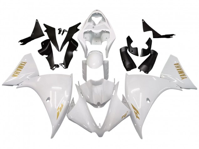 2012-2014 Yamaha YZF 1000 R1 Motorcycle Fairings - White Gold Decals Australia