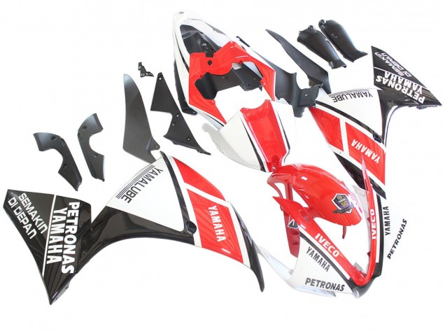 2012-2014 Yamaha YZF 1000 R1 Motorcycle Fairings - White Red Glossy Black Petronas Australia