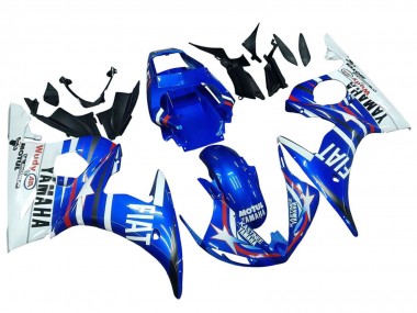 2003-2004 Yamaha YZF R6 Motorcycle Fairings - White Blue Fiat Motul Kastinee Australia