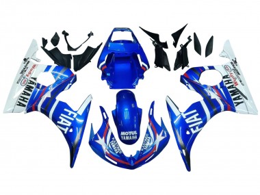 2003-2004 Yamaha YZF R6 Motorcycle Fairings - White Blue Fiat Motul Kastinee Australia