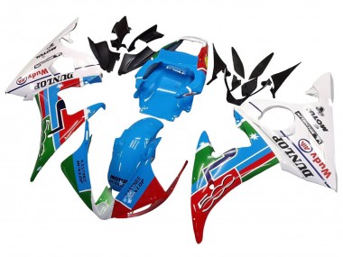 2006-2009 Yamaha YZF R6S Motorcycle Fairings - White Blue Green Red Kastinee Dunlop Motul Australia