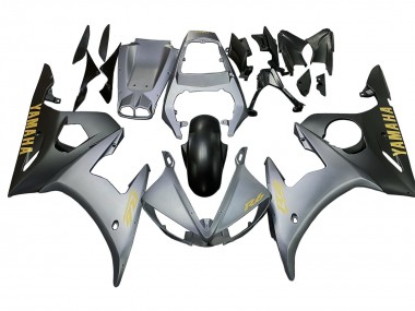 2006-2009 Yamaha YZF R6S Motorcycle Fairings - Matte Grey Matte Black Gold Decals Australia