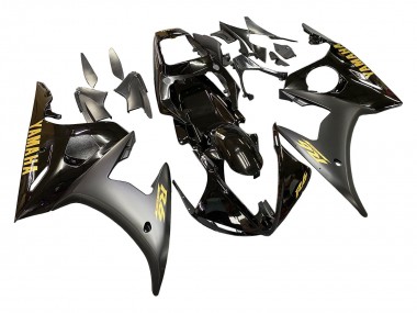 2006-2009 Yamaha YZF R6S Motorcycle Fairings - Glossy Black Matte Black Gold Decals Australia