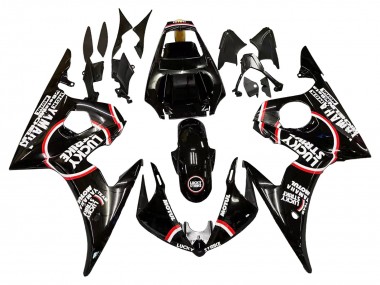 2006-2009 Yamaha YZF R6S Motorcycle Fairings - Glossy Black Red White Lucky Strike Motul Australia
