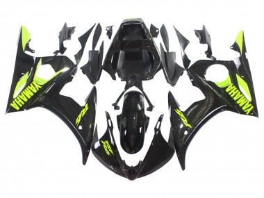 2006-2009 Yamaha YZF R6S Motorcycle Fairings - Glossy Black Neon Yellow Australia