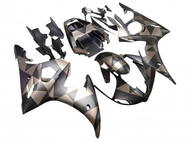 2006-2009 Yamaha YZF R6S Motorcycle Fairings - Grey Matte Black Geometric Australia